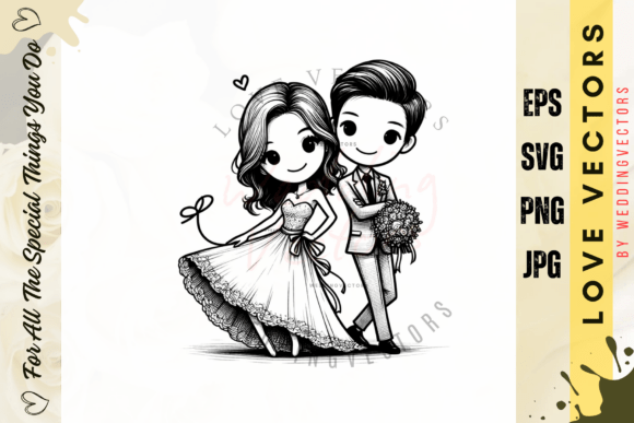C3033 Wedding Couple and Love Vectors: Elegant Design Assets