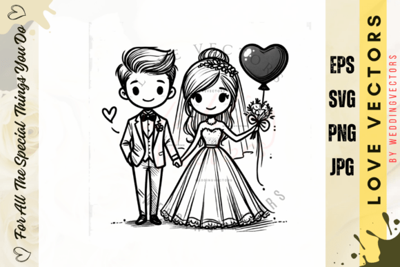 C3088: Wedding Couple & Love Vectors for Designers