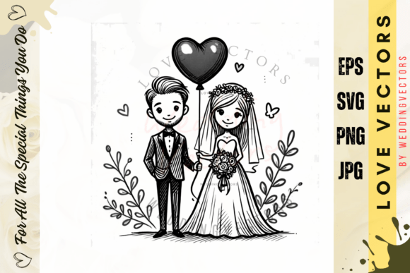 C3108: Elegant Wedding & Love Vector Illustrations