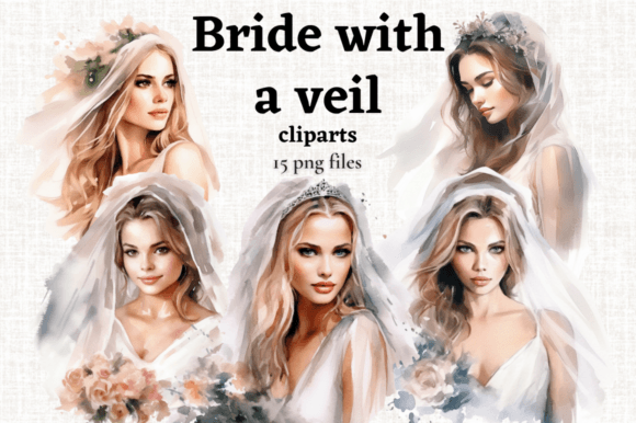 Elegant Watercolor Bride Clipart for Wedding Designs