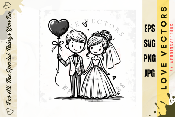 Elegant Wedding Couple and Love Vectors: C3080 Design Asset
