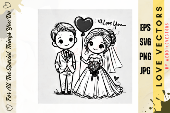 Elegant Wedding Couple and Love Vectors for Design