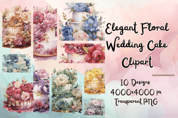 Elevate Designs with Floral Wedding Cake Cliparts