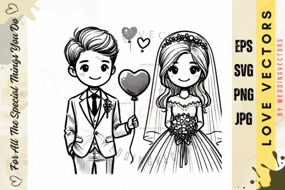 Elevate Designs with Wedding Couple and Love Vectors - C3066