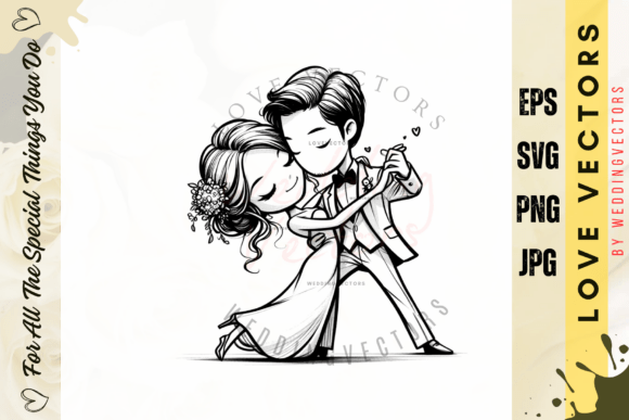 Elevate Nuptial Designs with Wedding Couple and Love Vectors - C3125