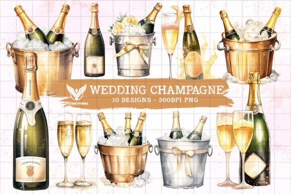 Elevate Your Projects with Wedding Champagne Sublimation Clipart