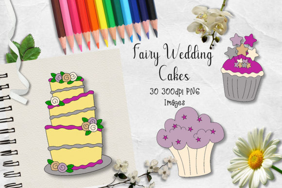 Fairy Wedding Cakes CU Clipart: Enchanting Design Assets