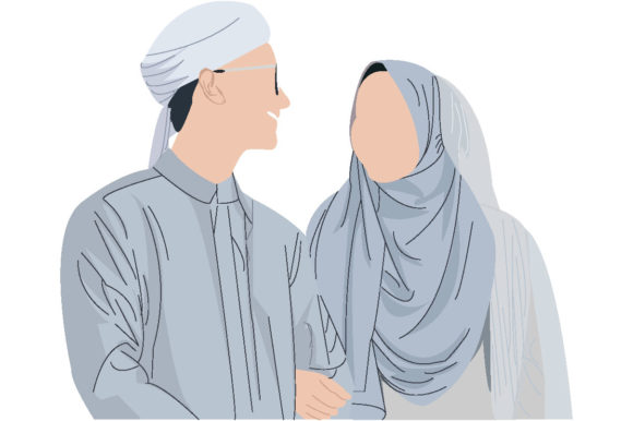 Gray Muslim Couple's Wedding: A Versatile Design Asset