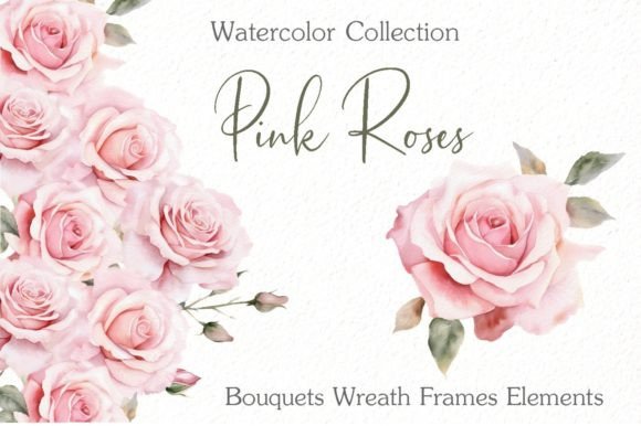 Roses Watercolor Clipart: Flora for Wedding Design