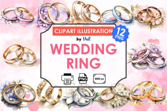 Valentine Wedding Ring Clipart Bundle: Perfect for Sublimation & Print