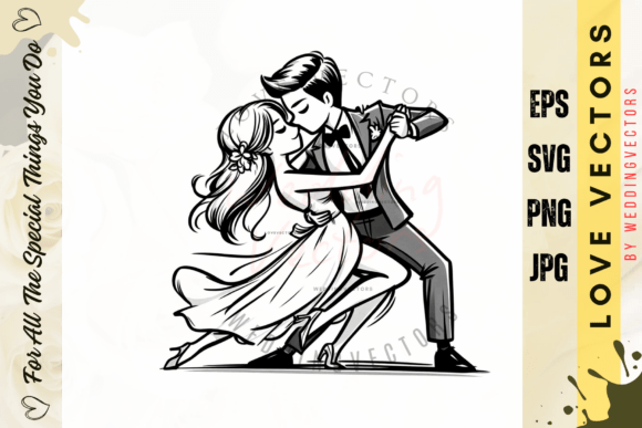 Wedding Couple and Love Vectors - C3045: Modern Editorial Illustrations
