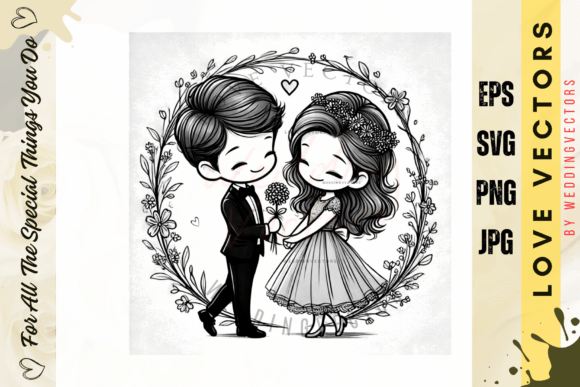 Wedding Couple and Love Vectors - C3140: A Modern Design Asset