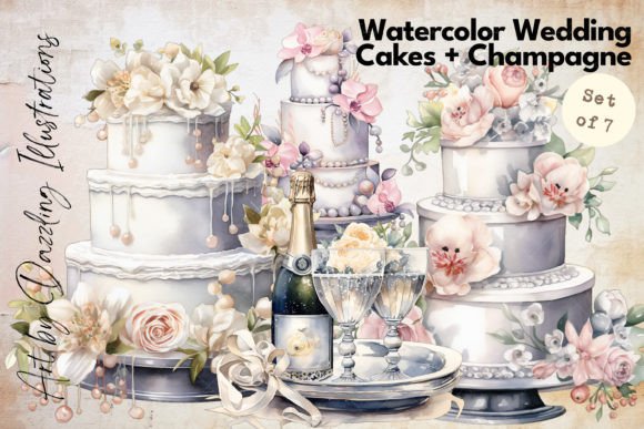 Wedding Delights: Cakes and Champagne - A Design Asset Guide